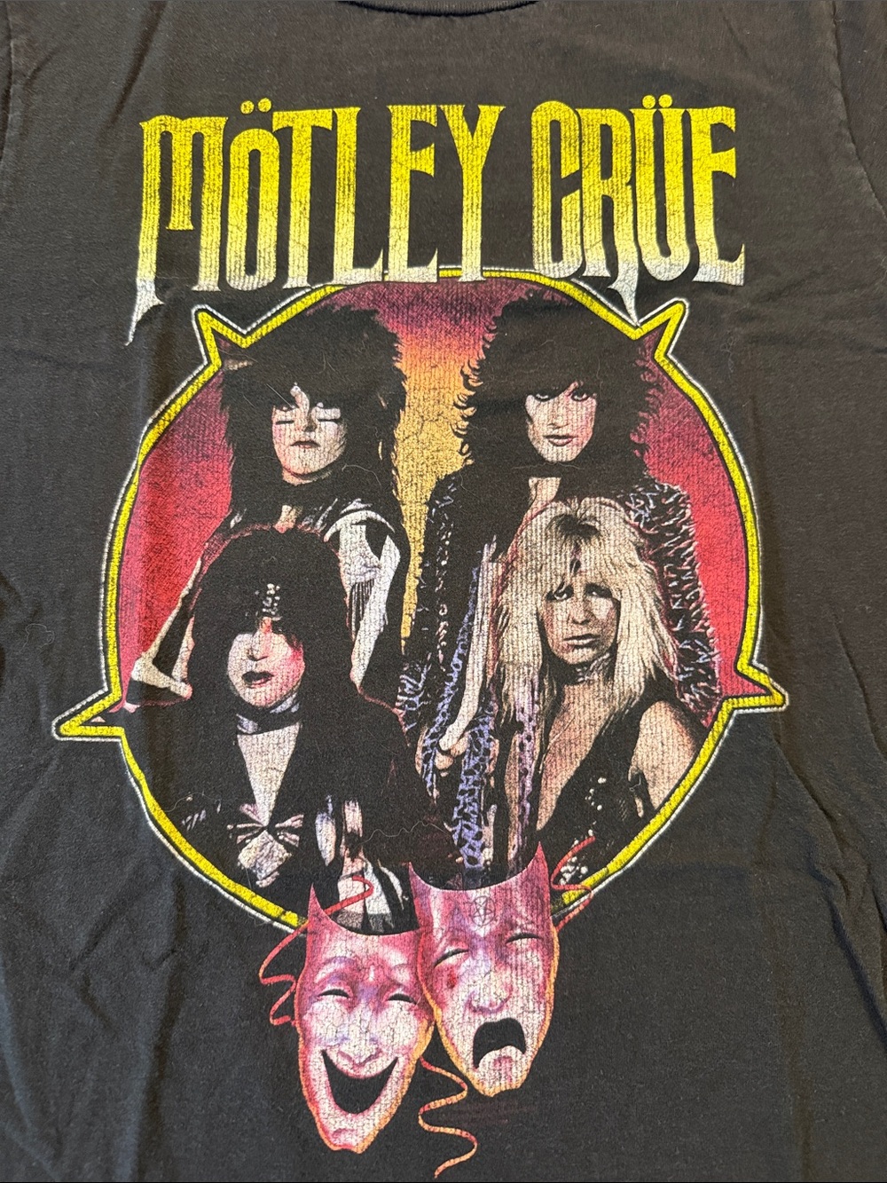 Mötley Crüe Graphic Band Tee – Black with Yellow & Pink Accents